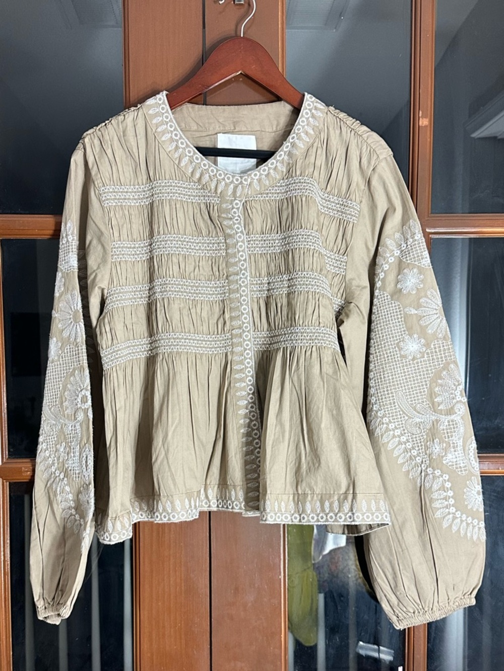 Avec Les Filles Women's Embroidered Cotton Peplum Jacket